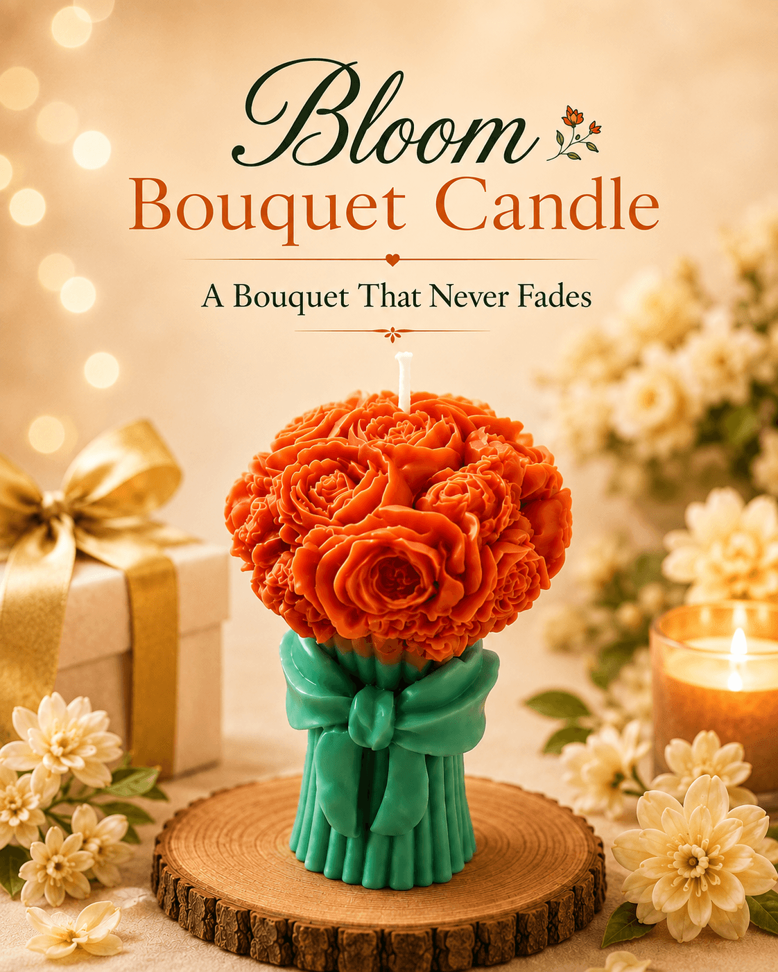 Bloom Bouquet Candle shaped like a bouquet of roses